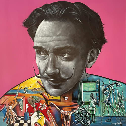 Salvador Dali | Oil And Acrylic Painting in Paintings by Anthony Hernandez Art. Item made of canvas