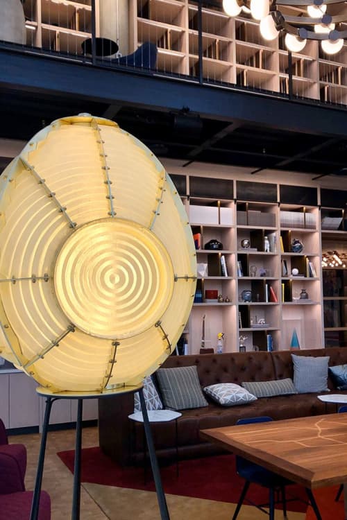 Fresnel Lens Floor Lamp | Lamps by Neptune Glassworks. Item made of metal with ceramic