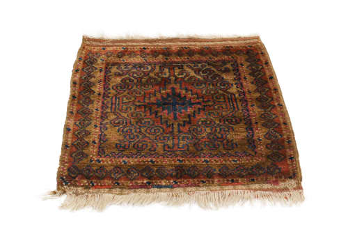Antique Baluch Geometric Pink and Golden Brown Wool Persian | Area Rug in Rugs by Rug and Kilim