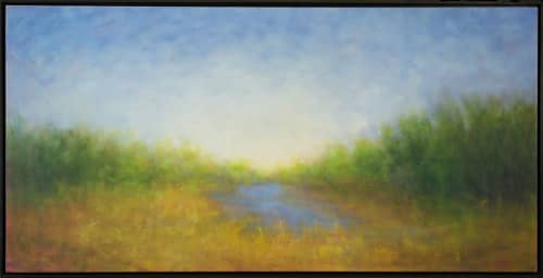 August Pond In The Park | Oil And Acrylic Painting in Paintings by Victoria Veedell. Item made of canvas