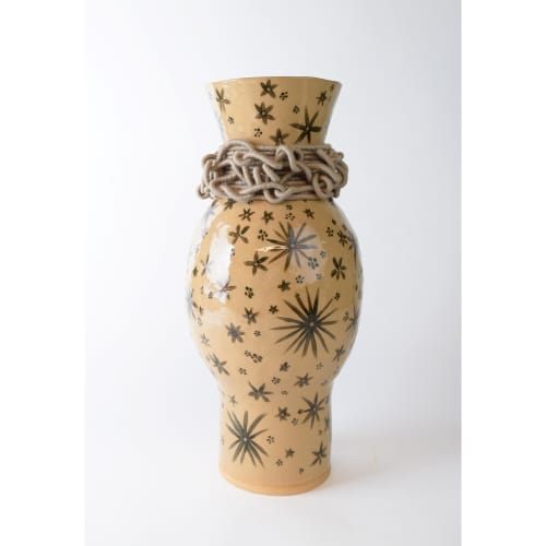 One of a Kind Vase #790 with Handpainted Floral Pattern | Vases & Vessels by Karen Gayle Tinney. Item made of cotton with ceramic works with boho & contemporary style