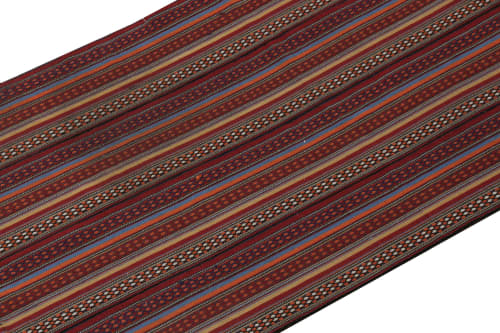 Handwoven Vintage Turkish Jajim Kilim runner in Red | Area Rug in Rugs by Rug and Kilim