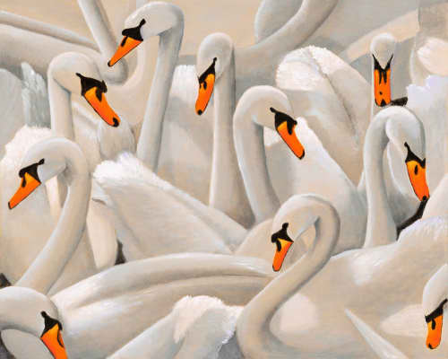 Bevy of Swans | Oil And Acrylic Painting in Paintings by Michelle Keib Art. Item in contemporary or country & farmhouse style