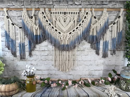 Large Macrame Wall Hanging with Dip Dyed Fringe by Desert