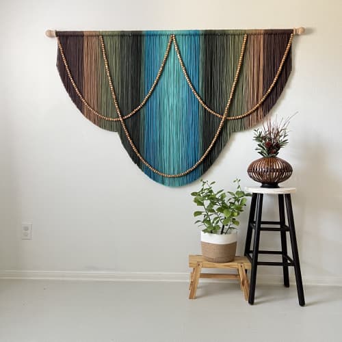 Earth Tone Boho Fiber Art Wall Hanging Tapestry | Wall Hangings by Mercy Designs Boho. Item made of fiber works with boho & contemporary style