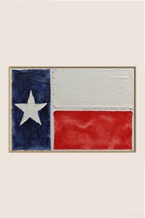 Flags TX F3045 B | Mixed Media in Paintings by Michael Denny Art, LLC. Item made of bamboo with canvas works with minimalism & contemporary style