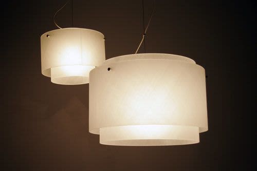 Large Double Shade | Chandeliers by CP Lighting | Mamaroneck Public Library in Mamaroneck. Item composed of synthetic
