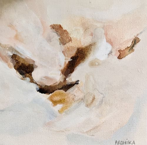 Abstract Painting on Square Canvas in Neutral Tones | Oil And Acrylic Painting in Paintings by Arohika Verma. Item made of canvas with synthetic works with boho & minimalism style