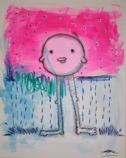 Date Night | Oil And Acrylic Painting in Paintings by B4mble. Item made of canvas & synthetic