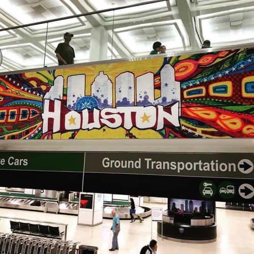 Mural | Murals by Mario E. Figueroa, Jr. (GONZO247) | George Bush Intercontinental Airport in Houston. Item made of synthetic