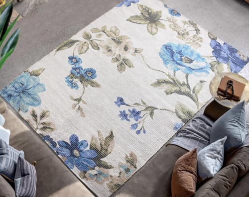 Handmade Printed Jute Polyester Chenille Punzum Rug | Area Rug in Rugs by Selligram. Item made of wool works with boho & minimalism style
