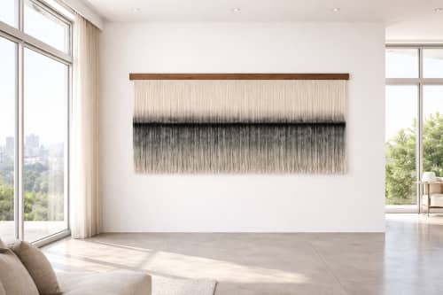 Wool Wall Art- Zorke 40 | Tapestry in Wall Hangings by Olivia Fiber Art. Item made of oak wood with canvas works with minimalism & mid century modern style