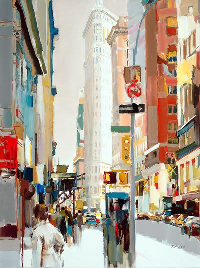 Josef Kote "Flatiron Building, NYC" | Oil And Acrylic Painting in Paintings by YJ Contemporary Fine Art. Item made of canvas