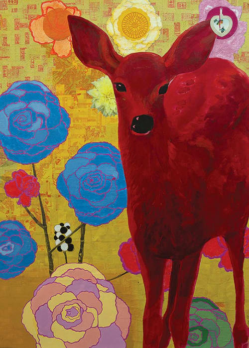 Mystical Charmer :: SOLD | Oil And Acrylic Painting in Paintings by Katherine Baronet | Lisa Bennett Salon in Dallas. Item made of paper & synthetic