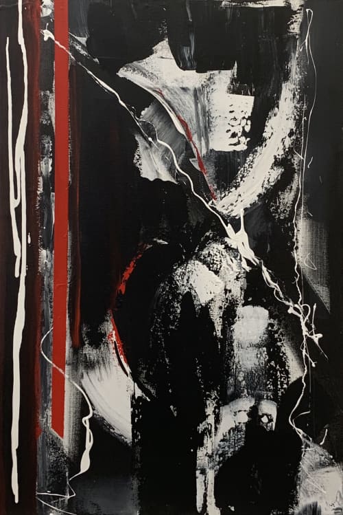 "Control".  Abstract Painting | Oil And Acrylic Painting in Paintings by Alice Lipping | Vesta Trattoria & Wine Bar in Queens. Item composed of canvas and synthetic