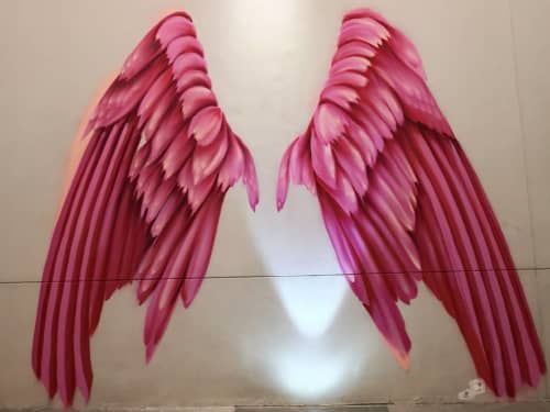 Flamingo Wings | Street Murals by Enforce One | City Walk by Meraas in Dubai. Item made of synthetic