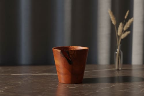 Spalted Applewood Cup – Hand‑Turned | Cups by Holzkunst Samuel Meisinger. Item composed of wood in art deco or modern style