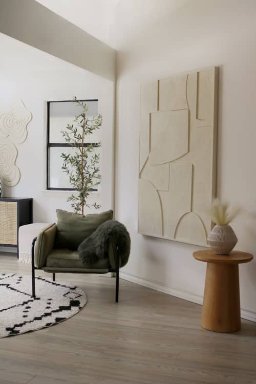 3D Abstract Textured Wood Art | Wall Sculpture in Wall Hangings by Blank Space Studios. Item composed of oak wood & cement compatible with mid century modern and contemporary style