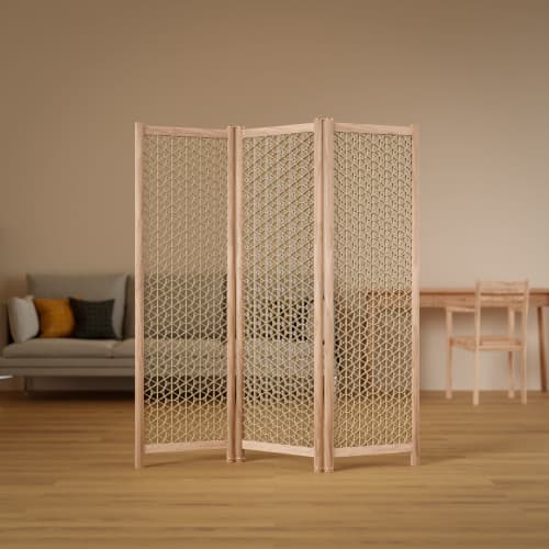 Kuruma Kikko Folding Screen | Divider in Decorative Objects by Big Sand Woodworking. Item composed of wood