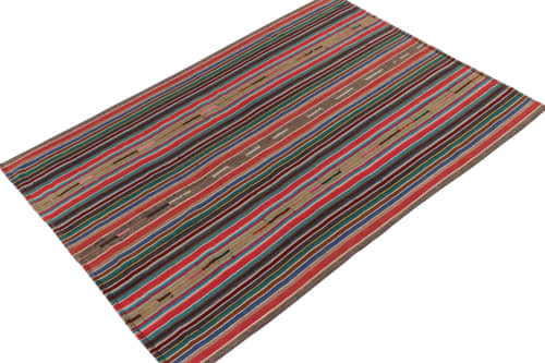 1950s Vintage chaput Kilim style in Multicolor Striped | Area Rug in Rugs by Rug and Kilim