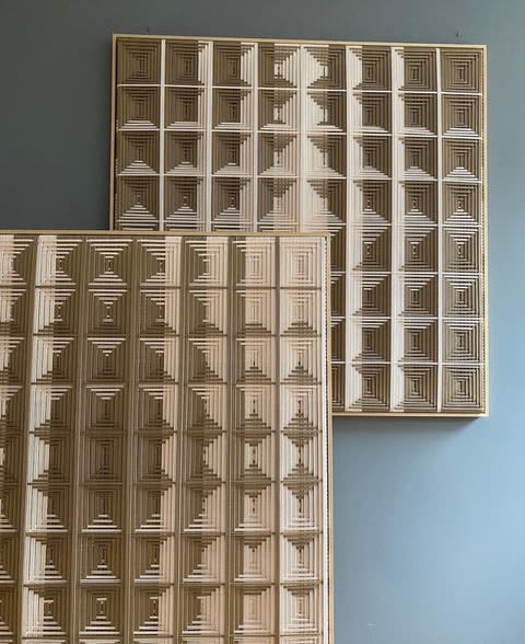Grid - Creme and Beige and Beige and Creme | Wall Sculpture in Wall Hangings by Fault Lines. Item made of fiber