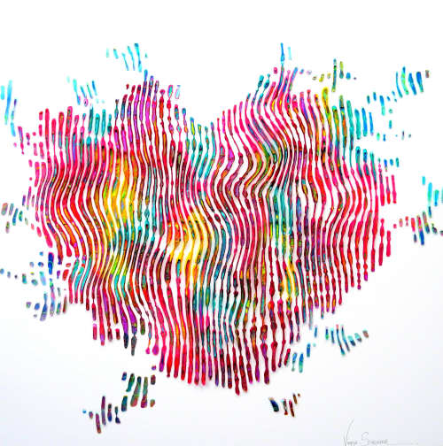 the heart of my love glow in the dark | Oil And Acrylic Painting in Paintings by Virginie SCHROEDER. Item composed of canvas and synthetic in minimalism or contemporary style