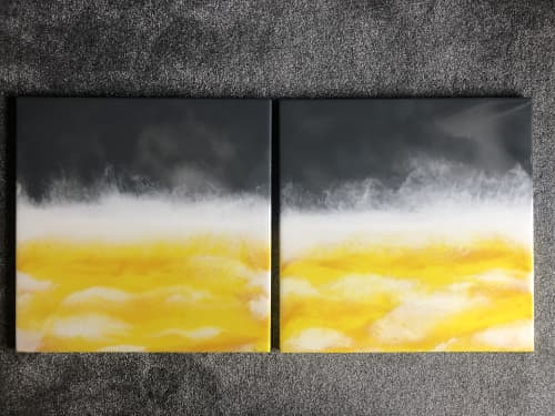 Rise & Shine I & II | Oil And Acrylic Painting in Paintings by Art By Skevi. Item made of wood & synthetic