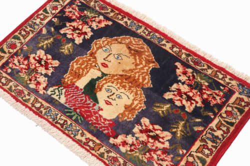 Vintage Gabbeh rug in Red, Blue, and Beige-Brown Pictorials | Area Rug in Rugs by Rug and Kilim