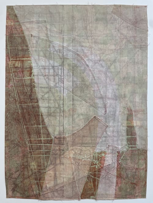 Bird Mountain | Collage in Paintings by Susan Smereka. Item made of cotton with paper works with contemporary & modern style
