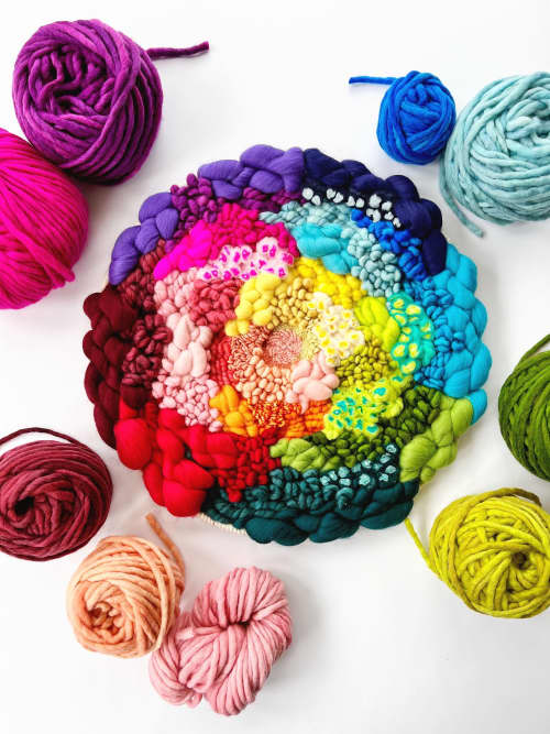 RAINBOW ROUNDIE closed centre | Tapestry in Wall Hangings by Nova Mercury Design. Item made of cotton with fiber