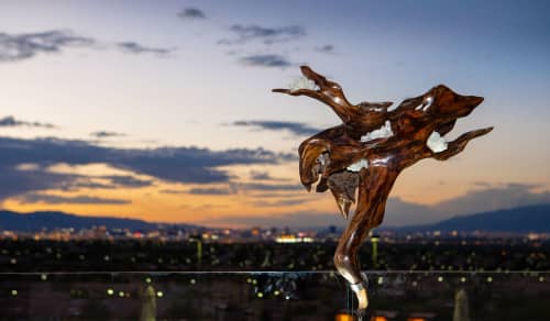 Infinite Flow | Sculptures by Dorit Schwartz | Private Residence - Ascaya Blvd in Henderson. Item made of wood with steel