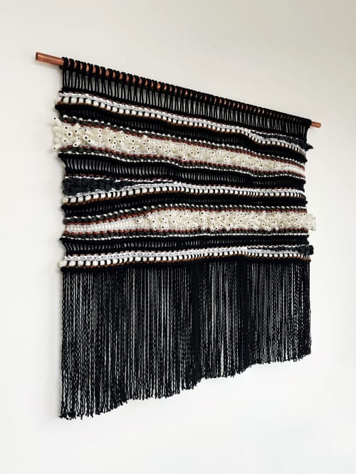 Macraweave Wall Hanging - "Alloy" | Macrame Wall Hanging in Wall Hangings by Loop Macrame Studio by Savanna Barker. Item composed of cotton and leather in mid century modern or contemporary style