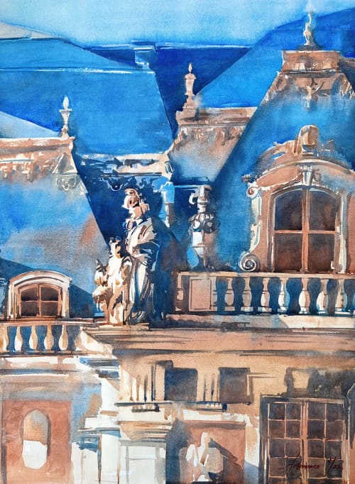 Versailles | Watercolor Painting in Paintings by Ana Carolina Mönnaco. Item made of paper compatible with contemporary and art deco style