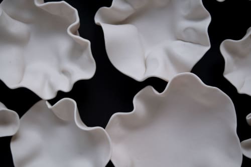 Porcelain Wall Sculpture, 47 Pieces, White | Wall Hangings by SevaCeramics. Item made of ceramic works with contemporary & japandi style