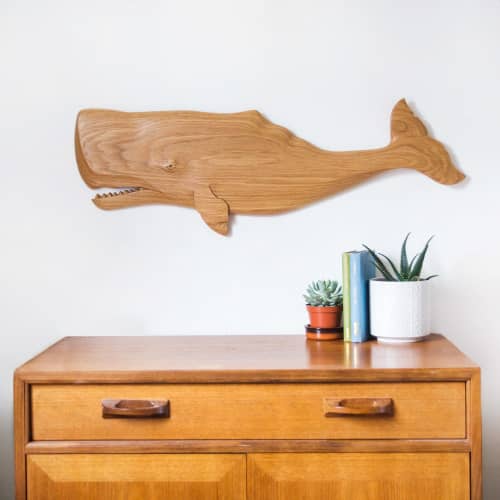Sculptured Sperm Whale | Wall Sculpture in Wall Hangings by Majid Lavasani. Item composed of wood
