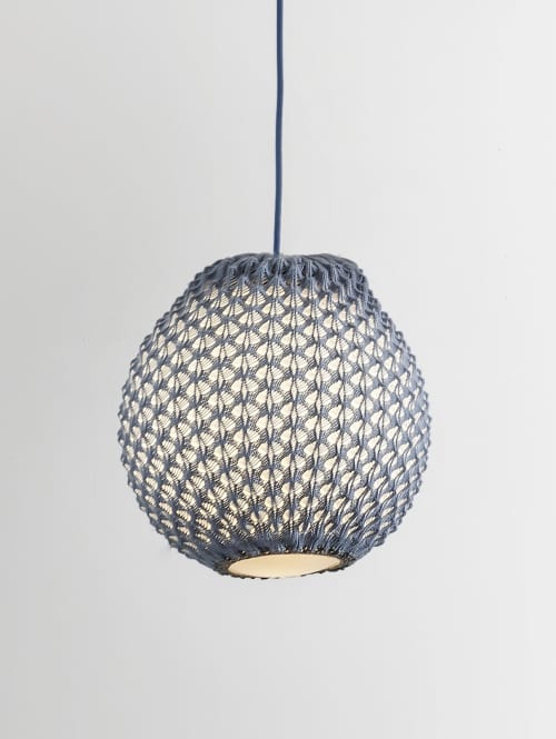 Knitted Pendant Light - Falling 40cm | Pendants by Ariel Zuckerman Studio. Item composed of fabric