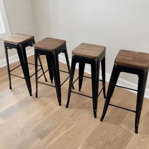 Industrial Modern Metal Stool | Chairs by Lumber2Love. Item made of oak wood with metal works with mid century modern & contemporary style