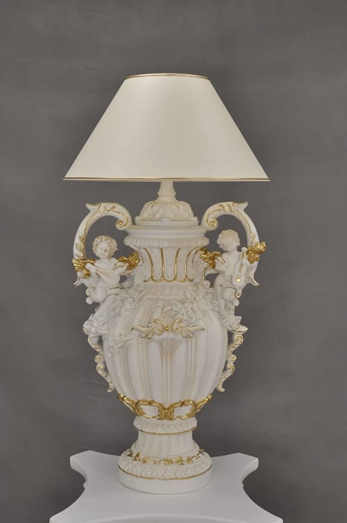 Lamp Angel all hand made and painted luxus noble cherub | Floor Lamp in Lamps by ultimate European. Item in mid century modern or country & farmhouse style