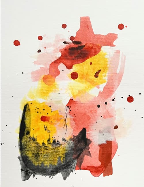 Emotions of the heart Original on paper | Mixed Media in Paintings by HEIDY GONZALEZ - GONZALEZ ART DESIGN. Item made of paper compatible with contemporary and art deco style