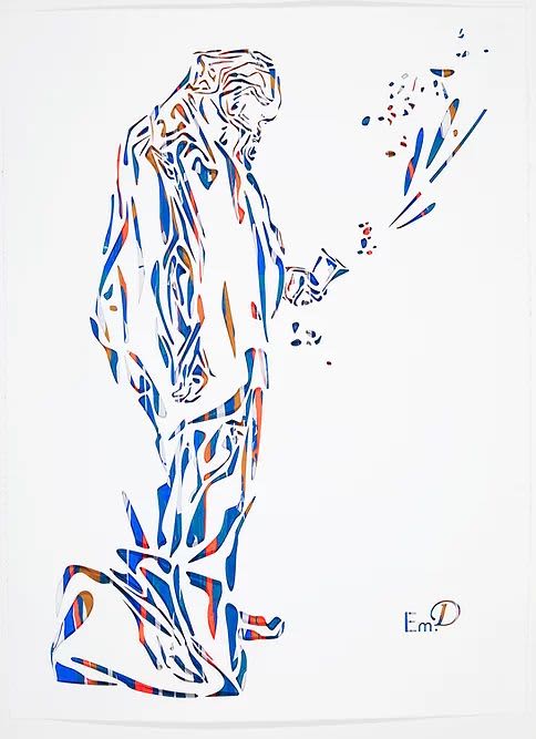 Wanderer With A Cup | Drawings by Elvira Dayel. Item made of paper