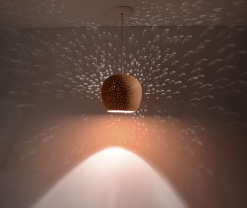 Claylight Terracotta Pendant 10": Earthy Ceramic Hanging Lam | Pendants by lightexture. Item composed of ceramic compatible with mid century modern and contemporary style