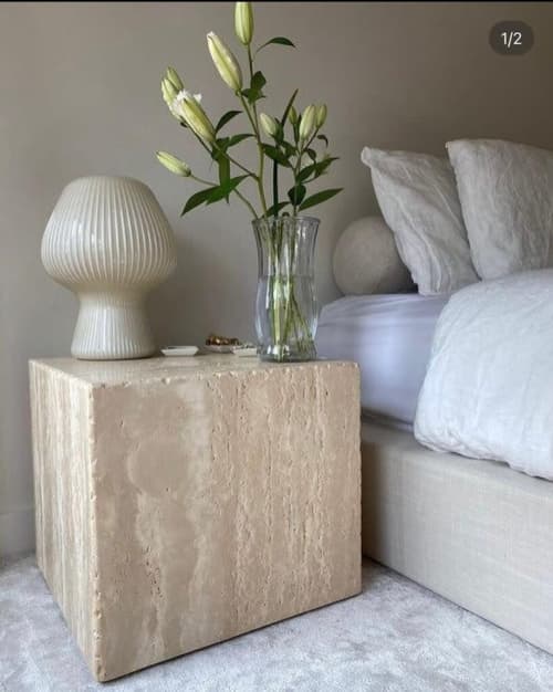 Travertine Nightstand. Travertine Bedside Table. Unique by HamamDecor Wescover Storage
