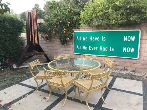 How Far To NOW | Signage by Scott Froschauer Art. Item made of metal