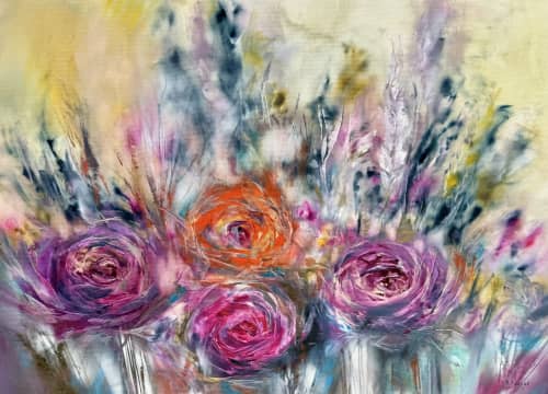 Beauty for the Beholder | Oil And Acrylic Painting in Paintings by Kozyuk Gallery. Item composed of canvas compatible with boho and contemporary style