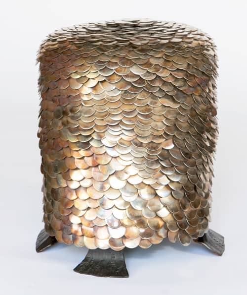 Fish Stool by Anadora Lupo Stainless Steel Metal Collectible | Chairs by LO Contemporary. Item made of steel works with contemporary & modern style