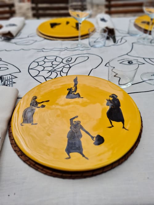 Decorative plate MEDINA HKAYET | Decorative Objects by LA FIBRE ARTISANALE. Item in contemporary or eclectic & maximalism style