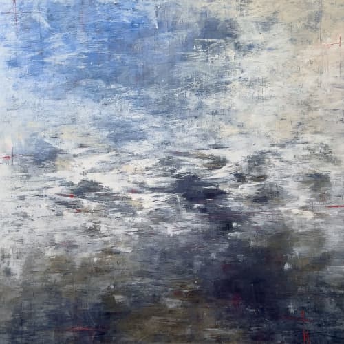 Deeper Blue | Oil And Acrylic Painting in Paintings by Ana Carolina Mönnaco. Item made of wood works with contemporary & coastal style