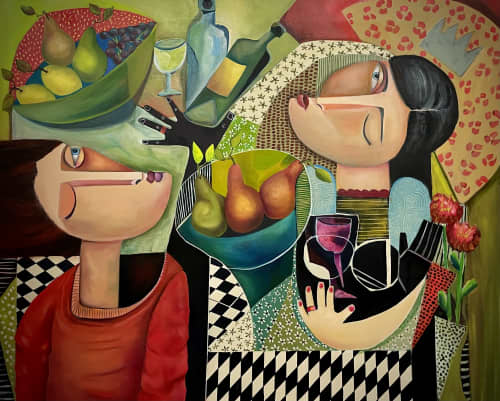 Spill the Wine | Oil And Acrylic Painting in Paintings by Niki J Sands