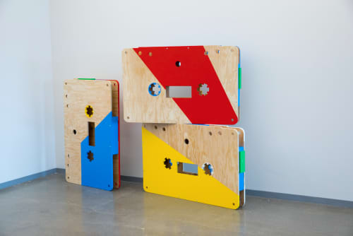 Installation art - Cassettes | Sculptures by ANTLRE - Hannah Sitzer | Google RWC SEA6 in Redwood City. Item made of wood
