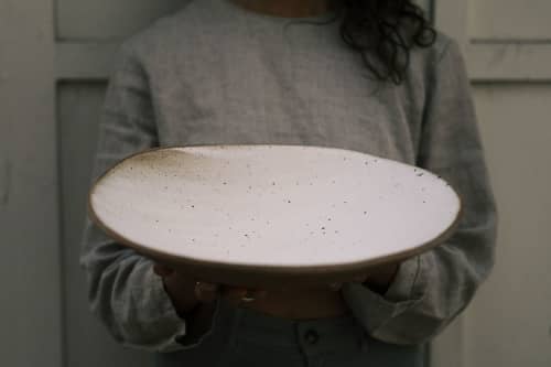 Ceramic Serving Platter in Eggshell | Serveware by Pyre Studio. Item made of stoneware